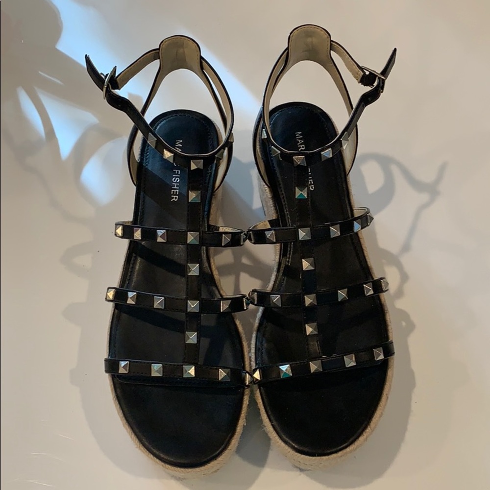 Marc Fisher Jansen Studded Wedge Espadrille EUC